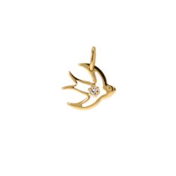 Swallow with zircon in 18kt yellow gold