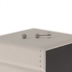 White Gold Sandblasted 4mm Sphere Earrings