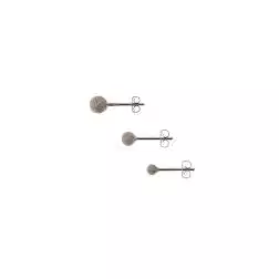 Orecchini Sfera Sabbiati in Oro Bianco dimensioni 5mm 4mm 3mm