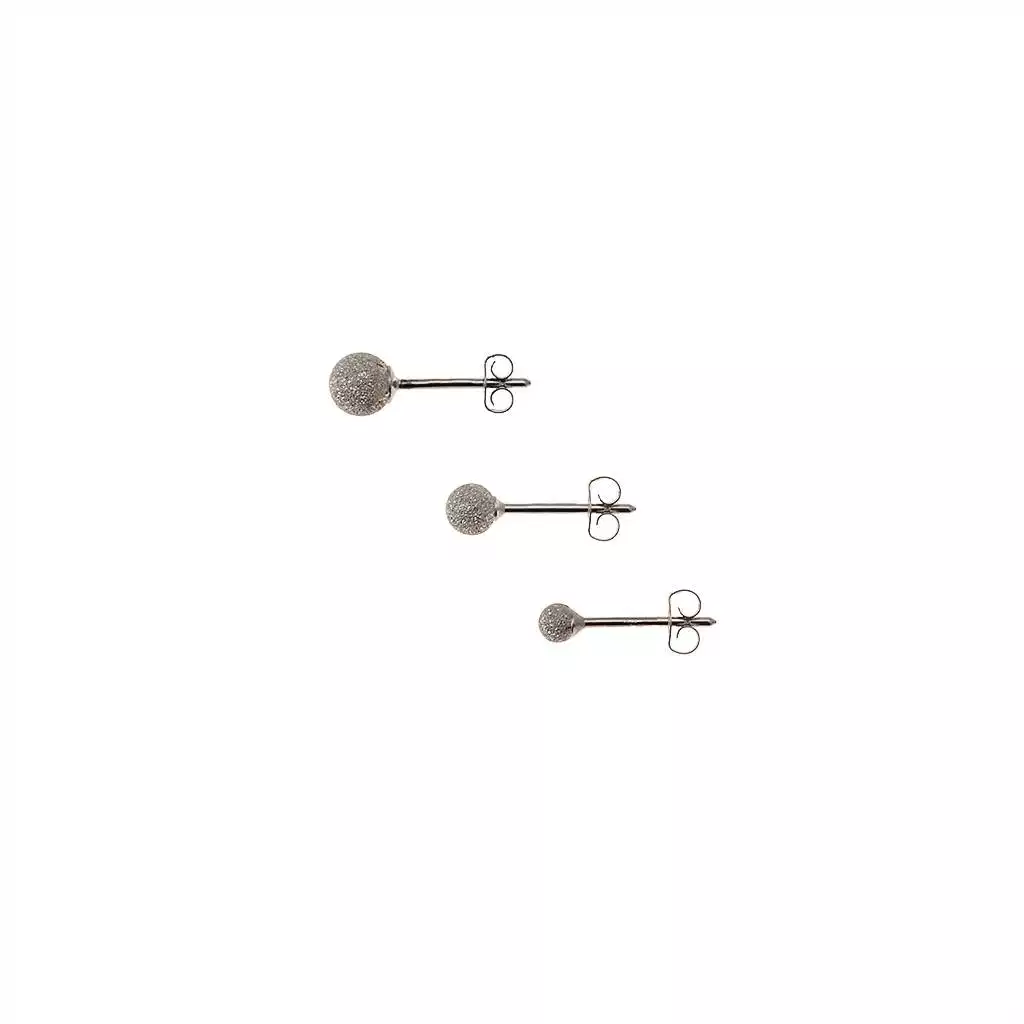 Orecchini Sfera Sabbiati in Oro Bianco dimensioni 5mm 4mm 3mm