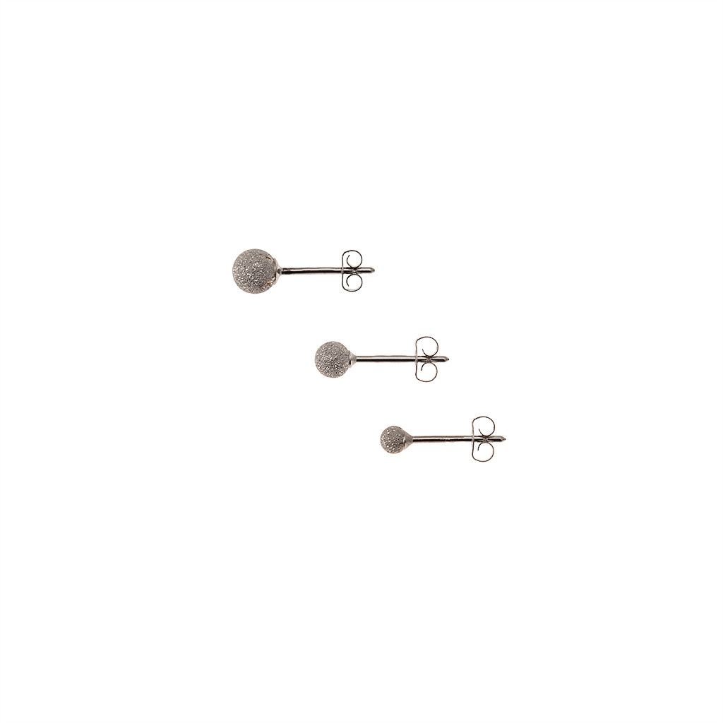 White Gold Sandblasted 4mm Sphere Earrings