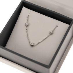 Chain baby bracelet with ladybug in 18kt white gold