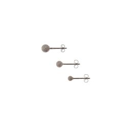 Orecchini Sfera Sabbiati Oro Bianco dimensioni 5mm 4mm 3mm