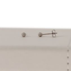 Orecchini Sfera 3mm Sabbiati Oro Bianco