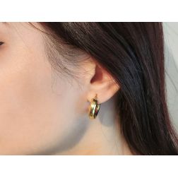 photo of worn Polished Octagonal Cane Hoops 2.10cm x 5.30mm