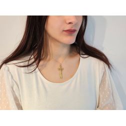 Cross Holed in the Center with Christ in Yellow Gold