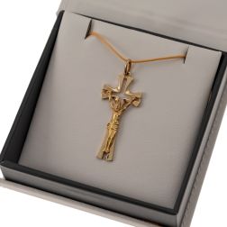 Cross Holed in the Center with Christ in Yellow Gold