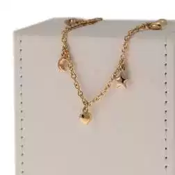 Bracciale 7 ciondoli 3 Lune 2 Cuori 2 Stelle in Tre Colori