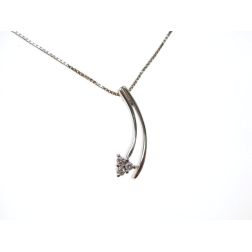 Double Arrow Charm with 3 Diamonds on Necklace