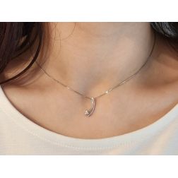 Double Arrow Charm with 3 Diamonds on Necklace photo of worn