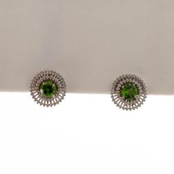 Orecchini Rotondi Peridoto e Diamanti