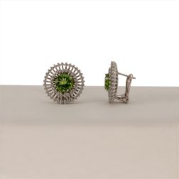 Orecchini Rotondi Peridoto e Diamanti