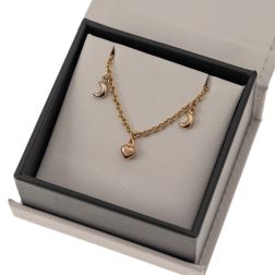 Bracelet 7 pendants 4 Moons 2 Stars 1 Heart in Three Colors