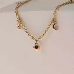 Bracciale 7 ciondoli 4 Lune 2 Stelle 1 Cuore in Tre Colori