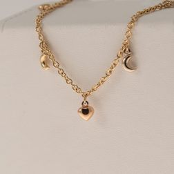 Bracelet 7 pendants 4 Moons 2 Stars 1 Heart in Three Colors