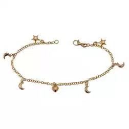 Bracciale 7 ciondoli 4 Lune 2 Stelle 1 Cuore in Tre Colori
