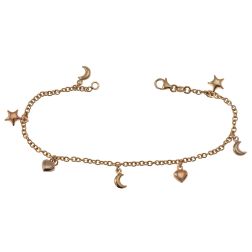 Bracciale 7 ciondoli 4 Lune 2 Stelle 1 Cuore in Tre Colori