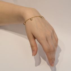 Bracciale 7 ciondoli 3 Stelle 2 Lune 2 Cuori in Tre Colori foto indossata