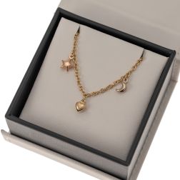 Bracelet with 7 pendants 3 Stars 2 Moons 2 Hearts in Three Colors