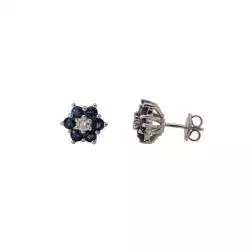 Orecchini Fiori Zaffiri blu e Diamanti