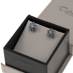 Orecchini Fiori acquamarina e diamanti