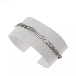 Bracciale Uomo oro bianco targhe curve e 3 segmenti - 21cm