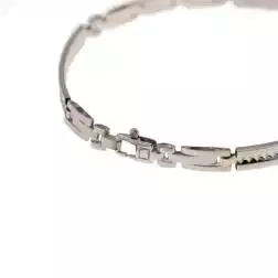 Bracciale Uomo oro bianco targhe curve e 3 segmenti - 21cm chiusura