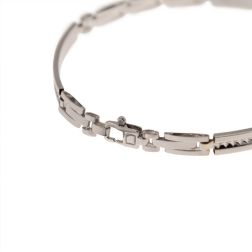 White gold men's bracelet with curve tags and 3 segments - 20cm