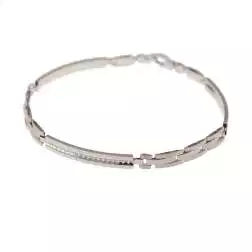 Bracciale Uomo oro bianco targhe curve e 3 segmenti - 21cm