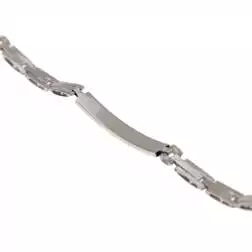 Bracciale Uomo oro bianco targhe curve e 3 segmenti - 21cm retro