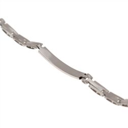 White gold men's bracelet with curve tags and 3 segments - 20cm
