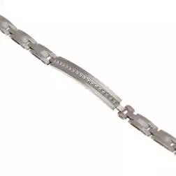 Bracciale Uomo oro bianco targhe curve e 3 segmenti - 21cm