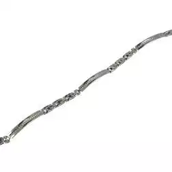 Bracciale Uomo oro bianco targhe curve e 3 segmenti - 21cm