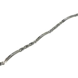 White gold men's bracelet with curve tags and 3 segments - 20cm