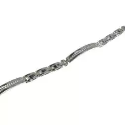 Bracciale Uomo oro bianco targhe curve e 3 segmenti - 21cm