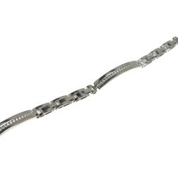White gold men's bracelet with curve tags and 3 segments - 20cm
