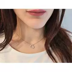 photo of worn Necklace with Golden Heart Pendant and Diamonds