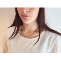Photo of worn White Gold Spiral Tubular 45cm Necklace