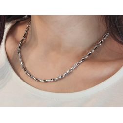 Photo of worn White Gold Spiral Tubular 45cm Necklace