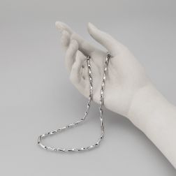 White Gold Spiral Tubular 45cm Necklace
