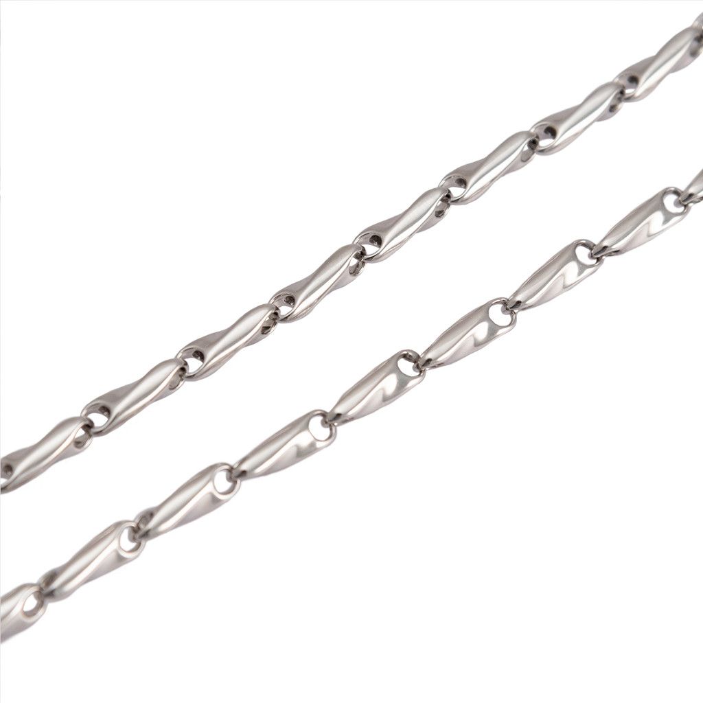 White Gold Spiral Tubular 45cm Necklace
