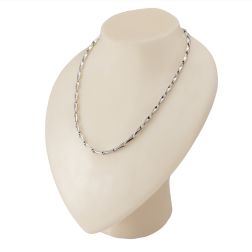 White Gold Spiral Tubular 45cm Necklace