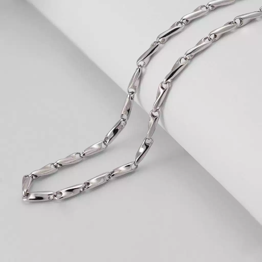 Collana 60cm Tubolare Spirale Oro Bianco