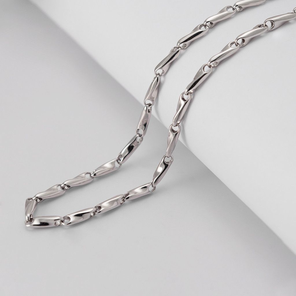 White Gold Spiral Tubular 60cm Necklace