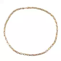 Collana Girocollo 44cm Maglia Contrapposta Oro Giallo e Bianco