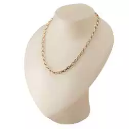 Collana Girocollo 44cm Maglia Contrapposta Oro Giallo e Bianco