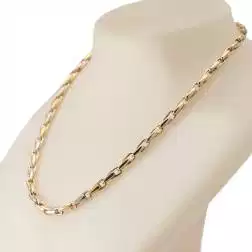 Collana Girocollo 44cm Maglia Contrapposta Oro Giallo e Bianco