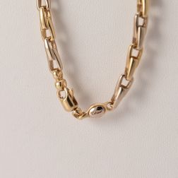Collana Maglia Contrapposta Oro Giallo e Bianco