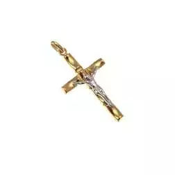 Croce con Incavi in Oro Giallo e Cristo in Bianco