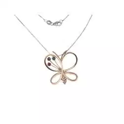 Collana Farfalla 3 pietre Rubino Zaffiro e Smeraldo Oro Rosa